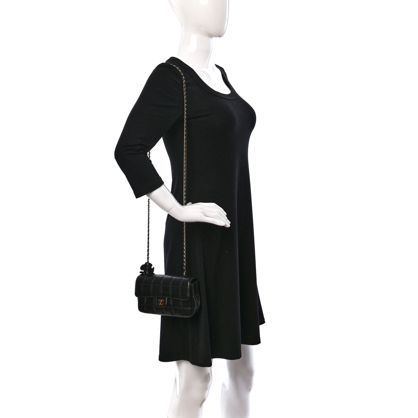 Lambskin Quilted Mini Chocolate Bar Camellia Flap Black