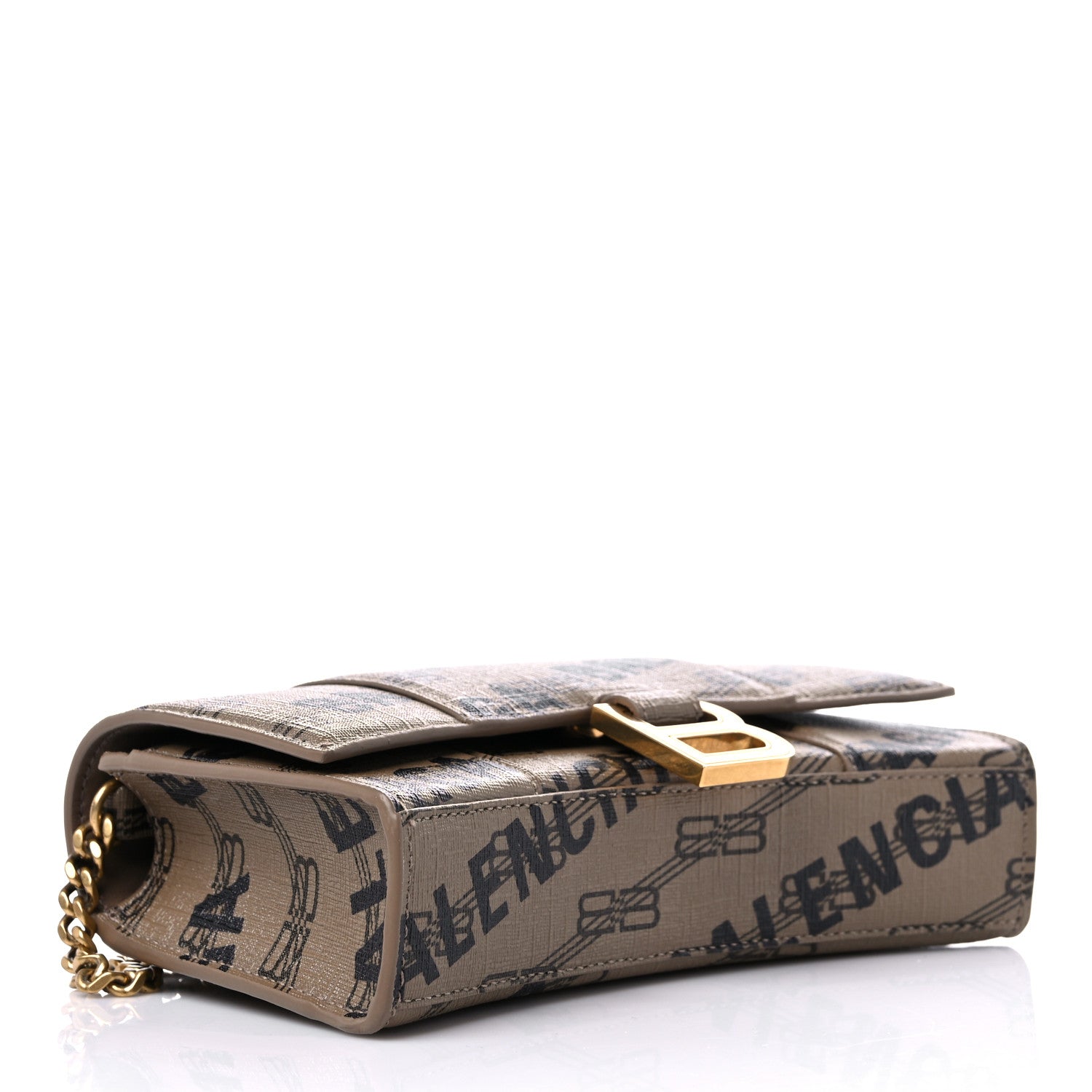 Balenciaga Coated Canvas BB Monogram Allover Logo Hourglass Chain Bag Beige Brown Black 3 of 9