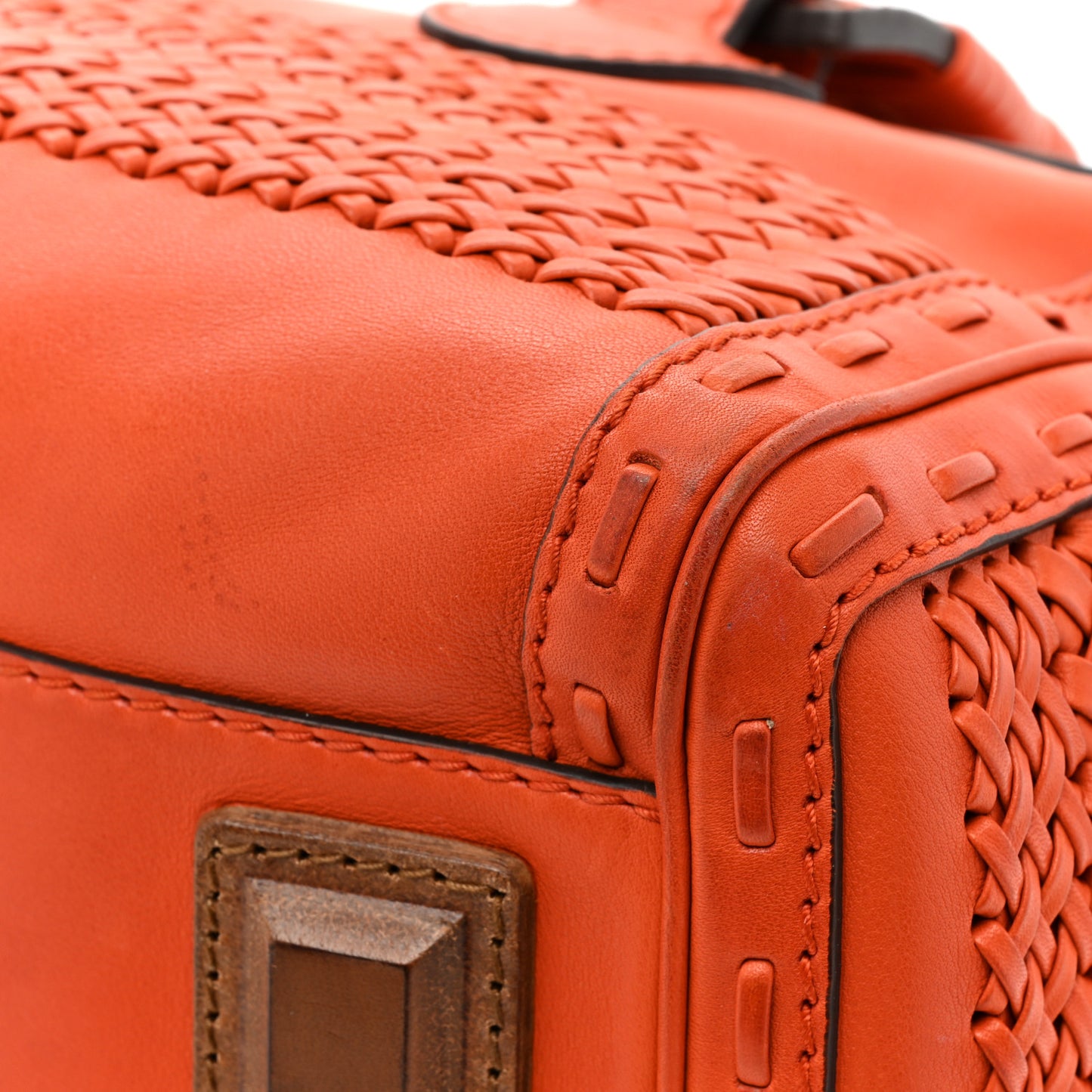 Calfskin Handmade Medium Top Handle Bag Orange