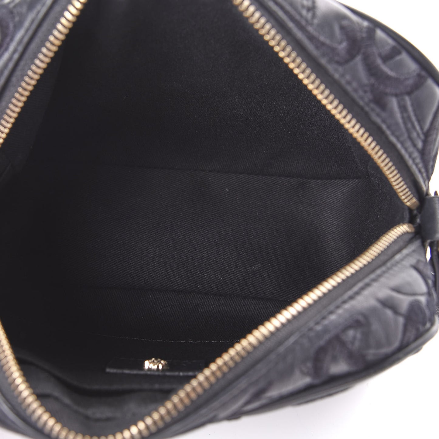 Nappa Embroidered Baroque Palazzo Camera Bag Black