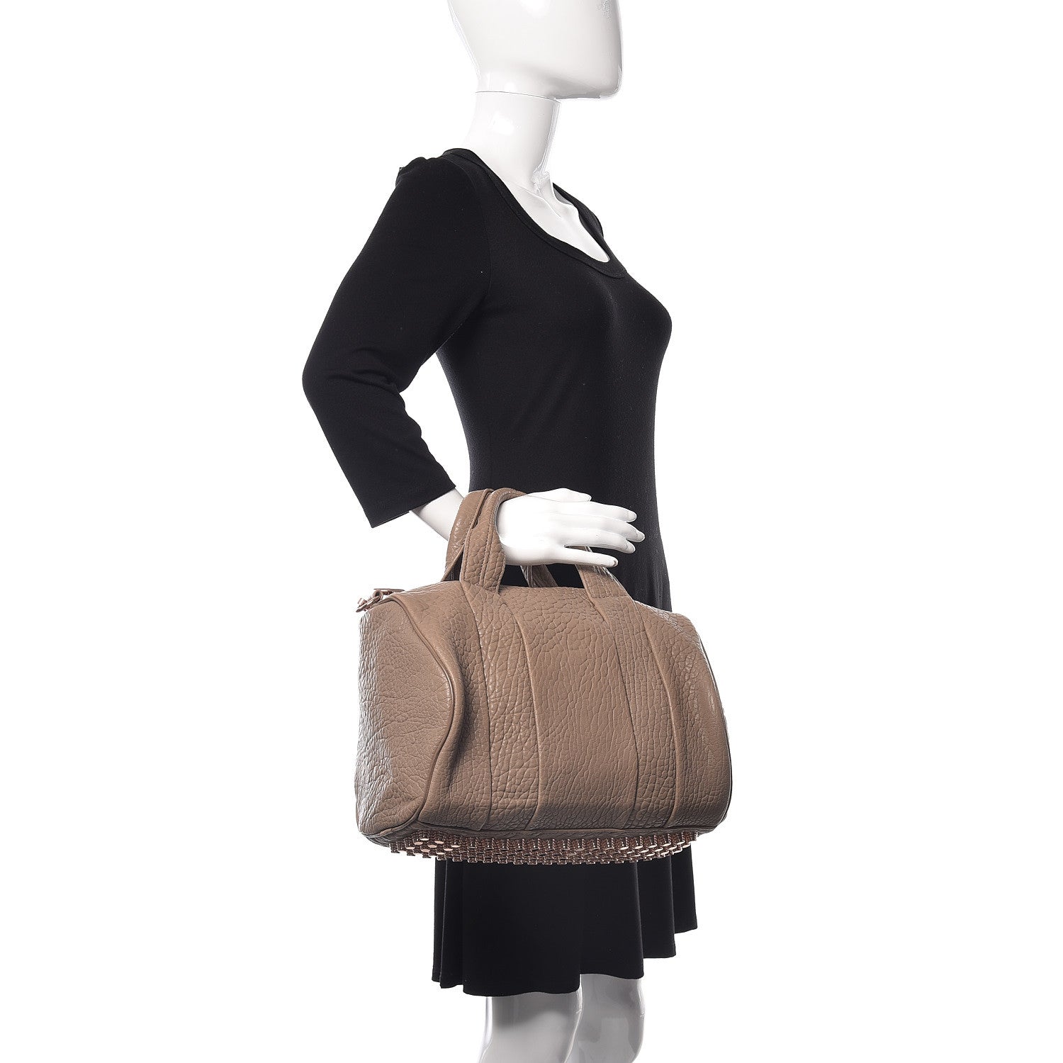 Alexander Wang Pebbled Lambskin Rocco Latte Rose Gold Hardware 2 of 12
