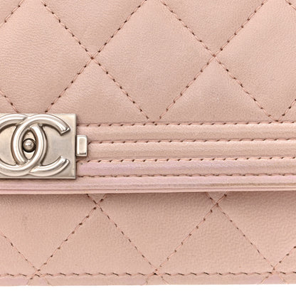 Chanel Lambskin Quilted Boy Wallet On Chain WOC Pink 13 of 13