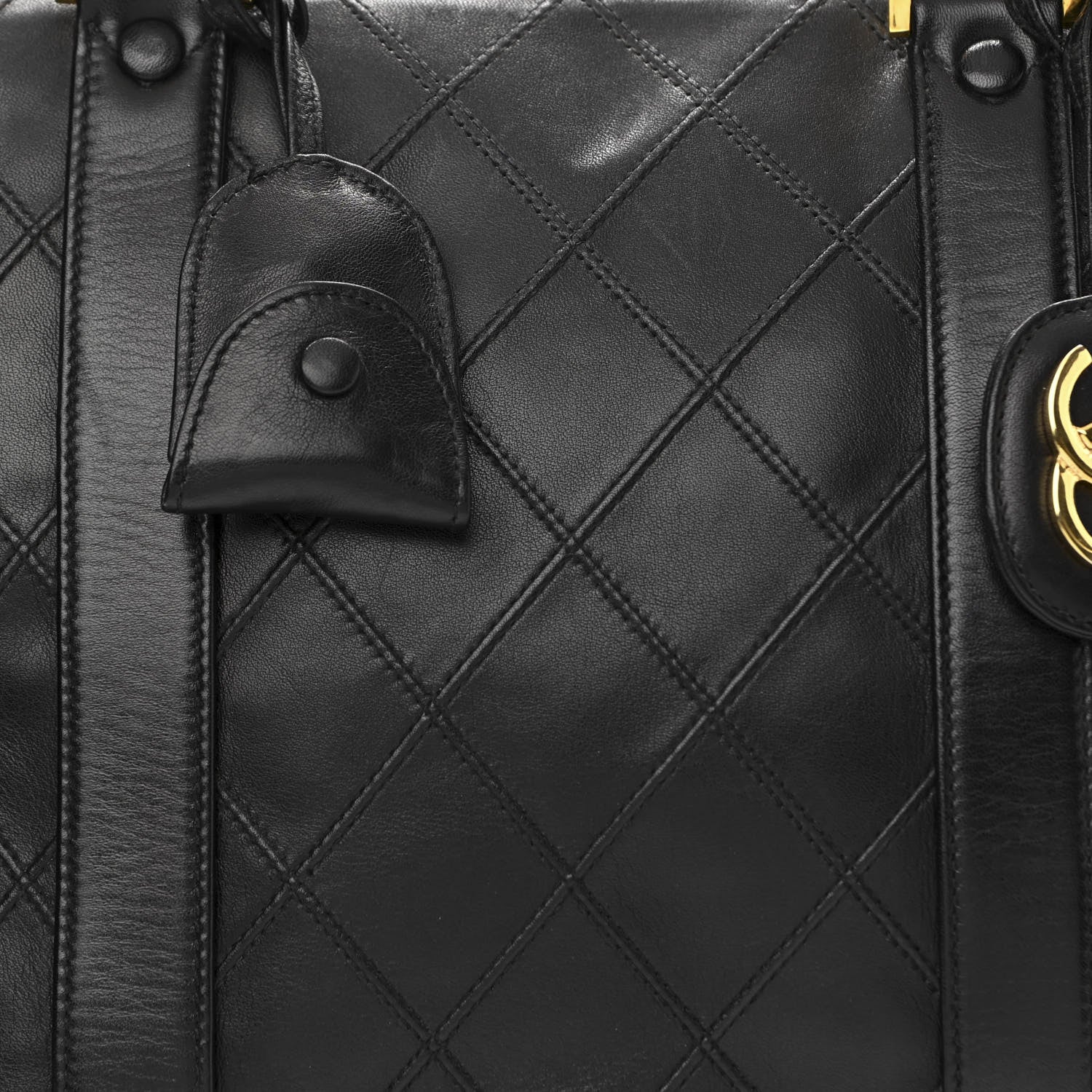 Chanel Calfskin Stitched CC Boston Black 9 of 16
