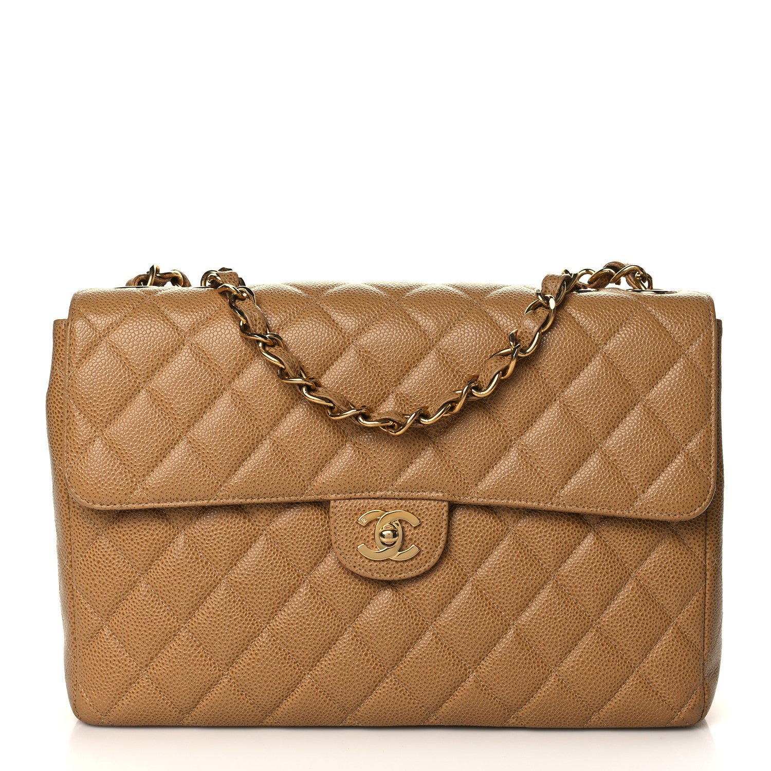 Chanel Caviar Quilted Jumbo Single Flap Beige 1 of 10