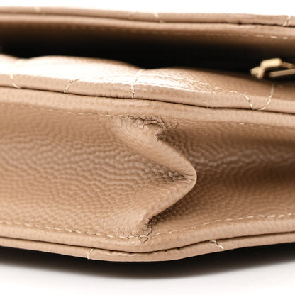 Chanel Caviar Quilted Wallet on Chain WOC Dark Beige 11 of 12