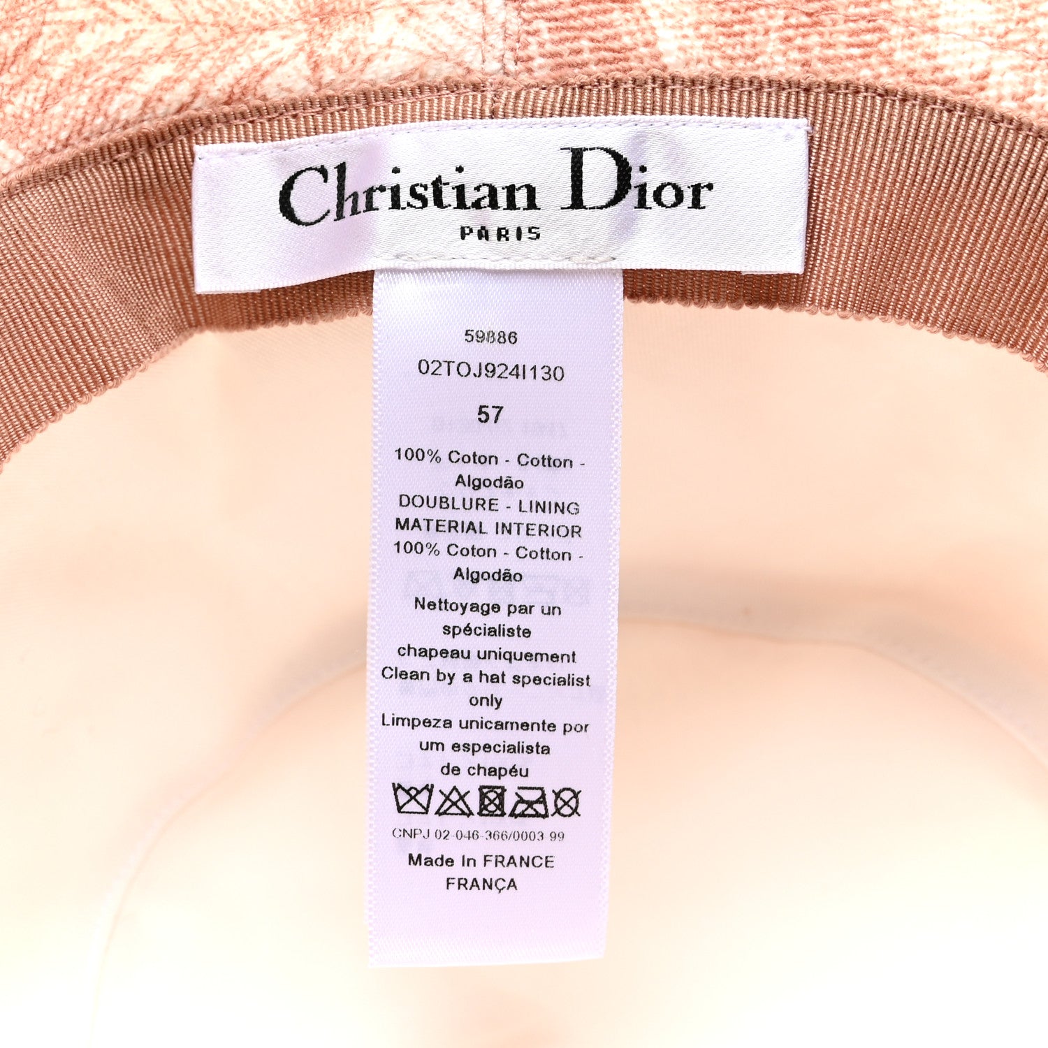 Christian Dior Cotton Dioriviera Toile De Jouy Bob Brim Bucket Hat 57 Rose 8 of 8