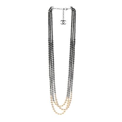 Chanel Graduated Pearl CC Multi 3 Strand Necklace Ruthenium Grey Black 3 of 7