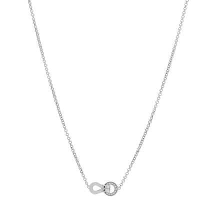Cartier 18K White Gold Diamond Agrafe Paved Pendant Necklace 1 of 5