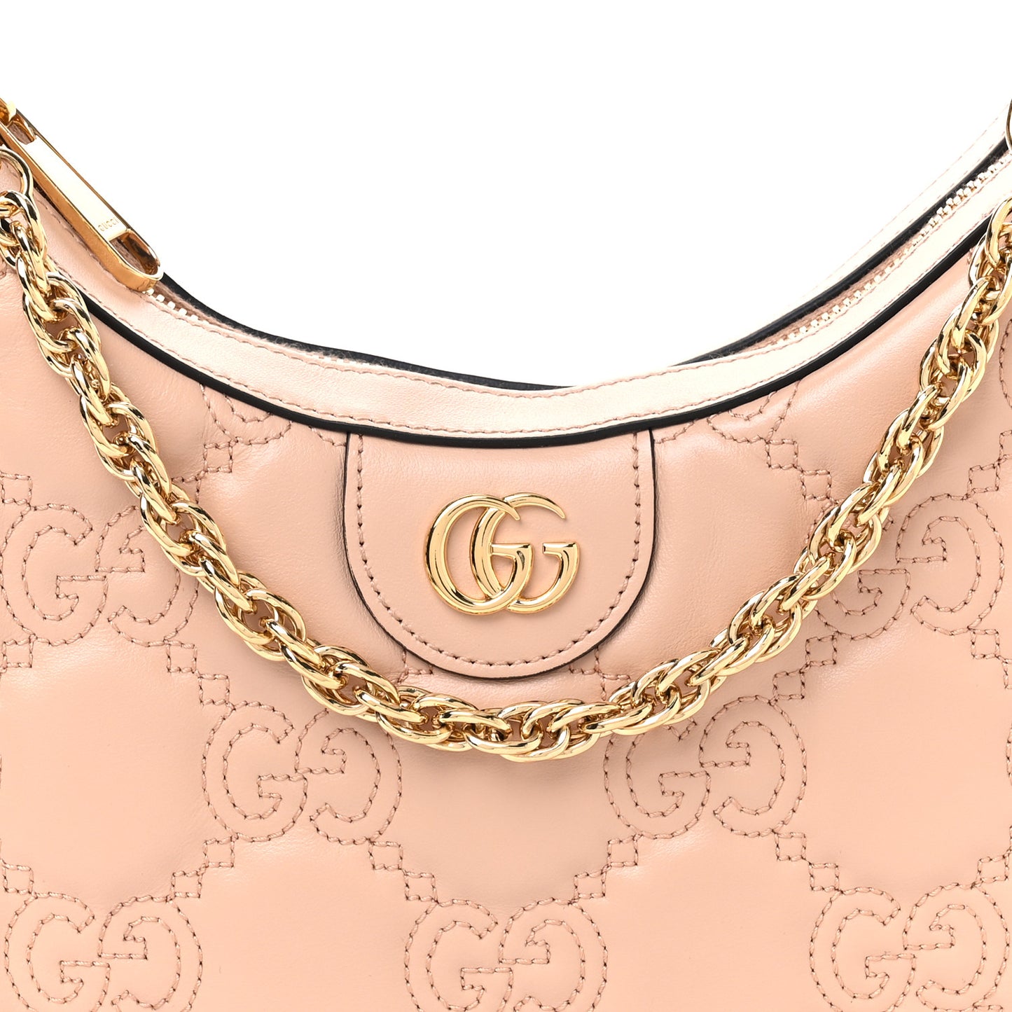 Calfskin GG Matelasse Small Hobo Shoulder Bag Perfect Pink Natural