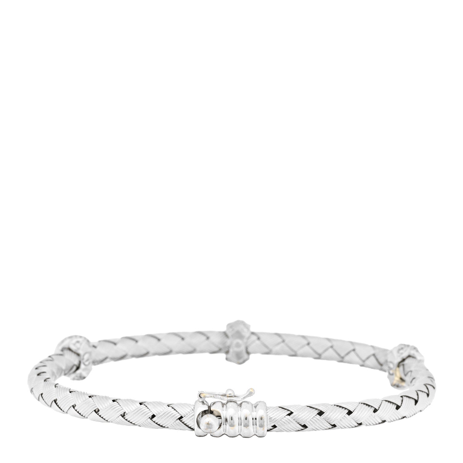 Roberto Coin 18K White Gold Diamond Primavera Bangle Bracelet 2 of 3