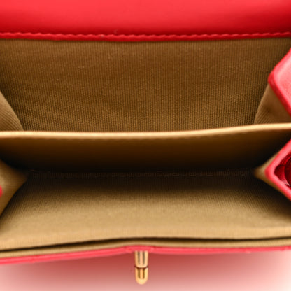 Chanel Lambskin Quilted Pearl Crush Card Holder With Chain Red 5 of 10