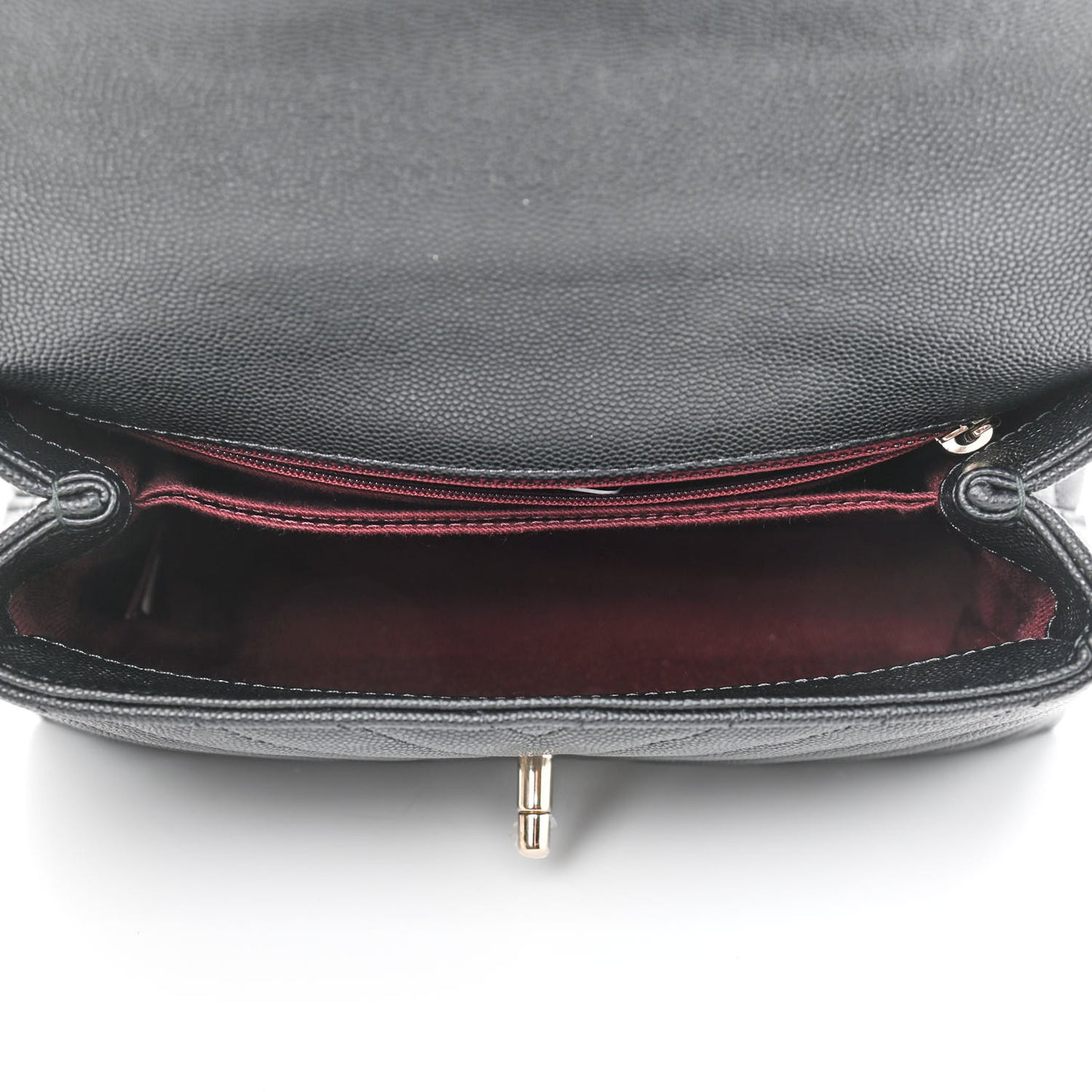 Caviar Lizard Embossed Chevron Quilted Mini Coco Handle Flap Black