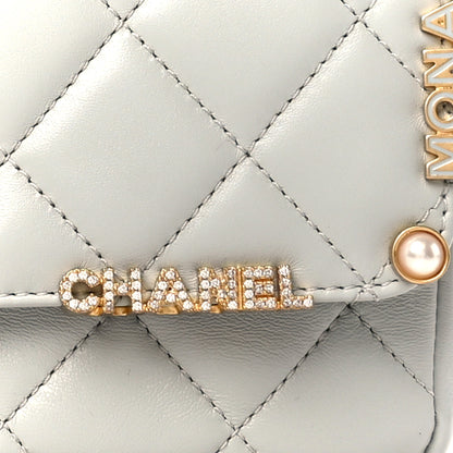 Chanel Lambskin Enamel Strass Quilted Mini Paris Monaco Flap Light Grey 8 of 10