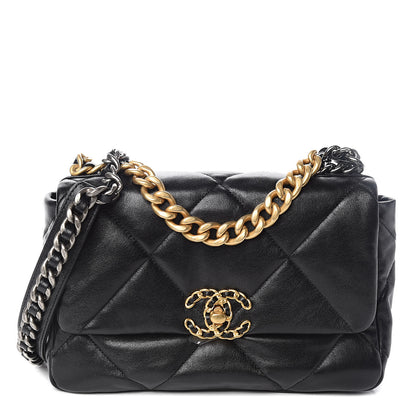 Chanel Goatskin Quilted Medium 19 Flap Black 1 of 10