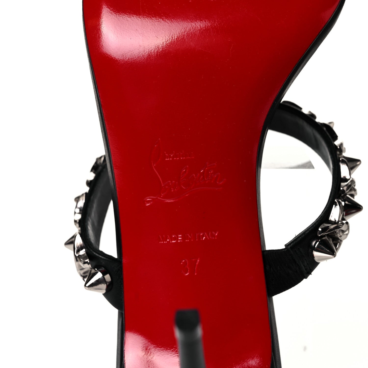 Christian Louboutin Kid Just Chain Stiletto Slide Sandals 37 Black 6 of 9