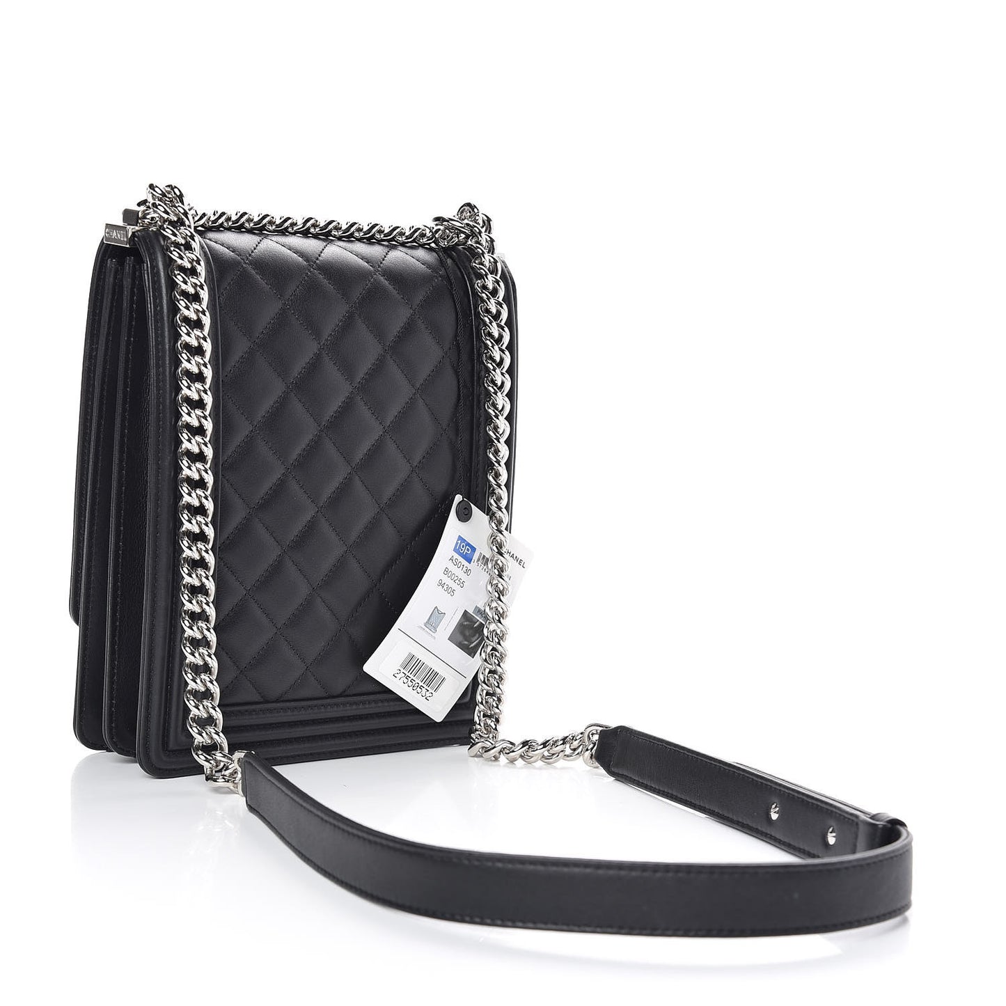 Calfskin Quilted North South Boy Flap Black