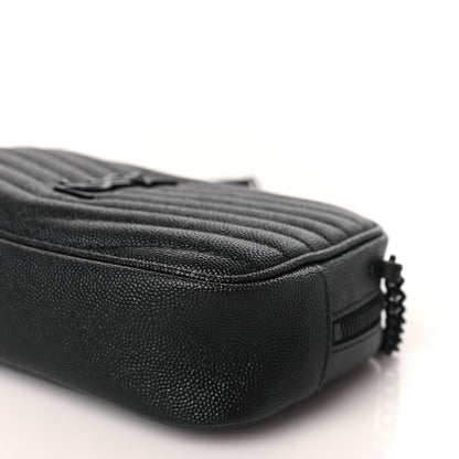 Saint Laurent Grain De Poudre Matelasse Monochrome Monogram Mini Lou Camera Bag Black 10 of 12