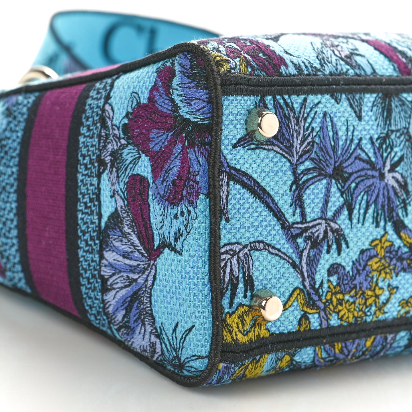 Canvas Toile de Jouy Voyage Embroidered Medium Lady D-Lite Celestial Blue