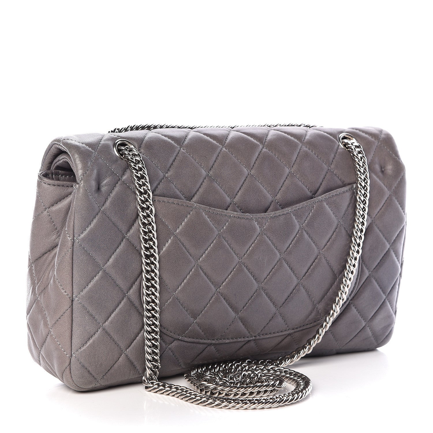 Chanel Lambskin Quilted Medium Double Flap Bijoux Chain Grey 3 of 20