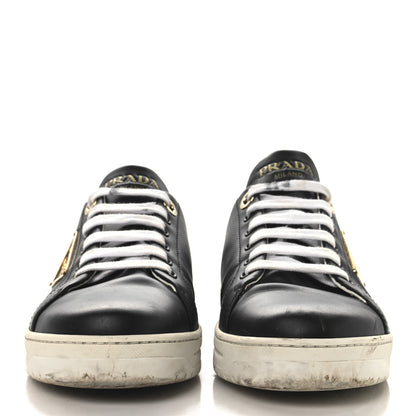 Prada Vitello Soft Triangle Womens Edge Low Top 30mm Sneakers 40 Black White 3 of 11