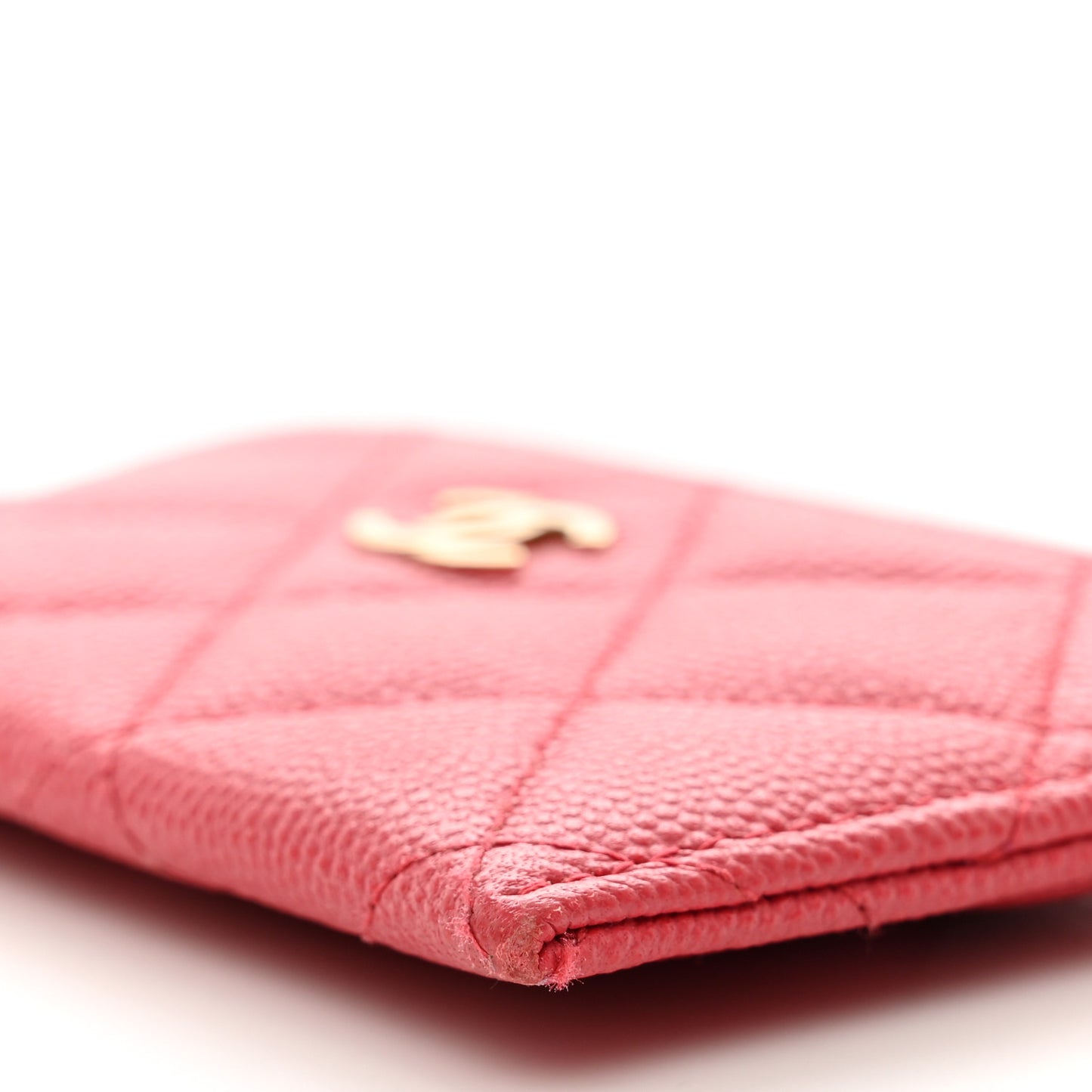 Caviar Quilted Card Holder Dark Pink
