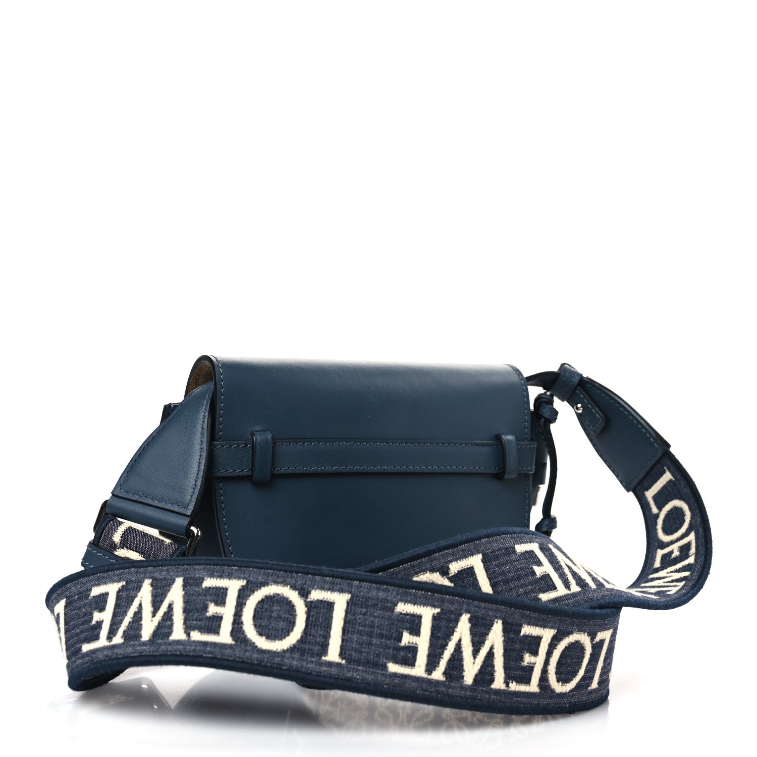 Loewe Calfskin Jacquard Mini Gate Crossbody Bag Onyx Blue 1358643