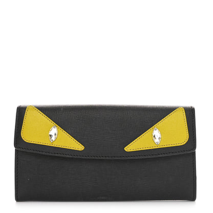 Fendi Vitello Elite Crystal Monster Eyes Simply Continental Wallet Black Cedro 1 of 10