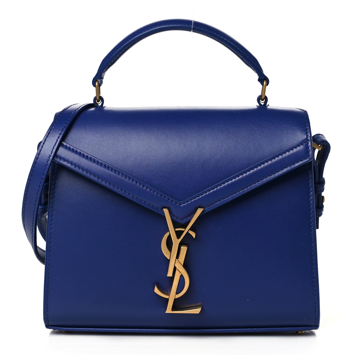 Calfskin Mini Classic Monogram Cassandra Top Handle Bag Blue Majorelle