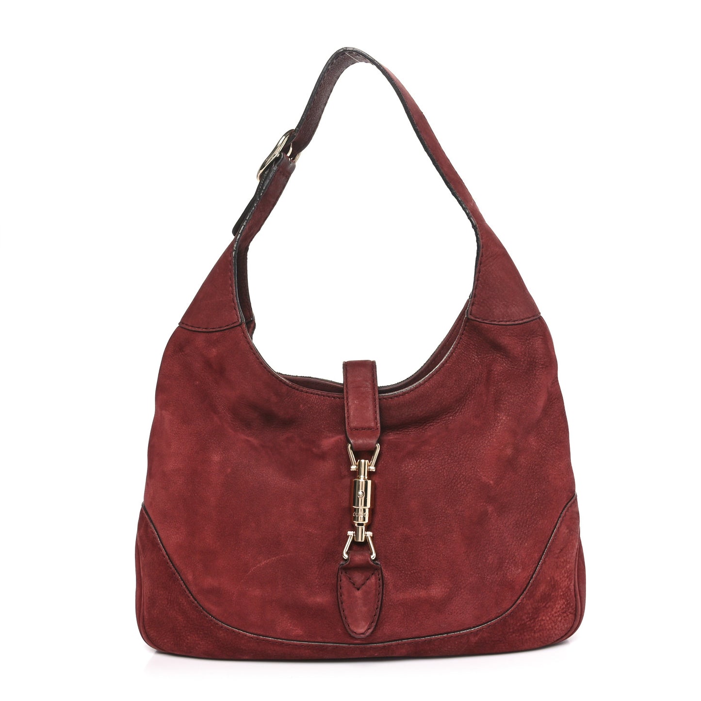 Nubuck Medium Jackie Shoulder Bag Burgundy