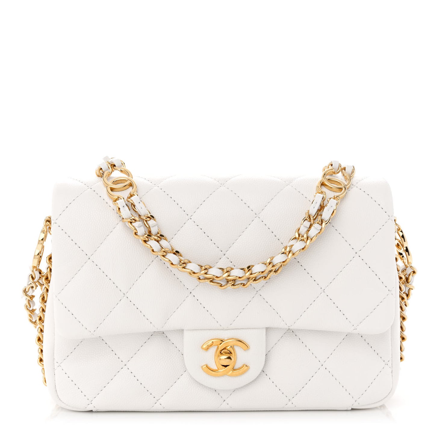 Caviar Quilted Mini CC You Flap White