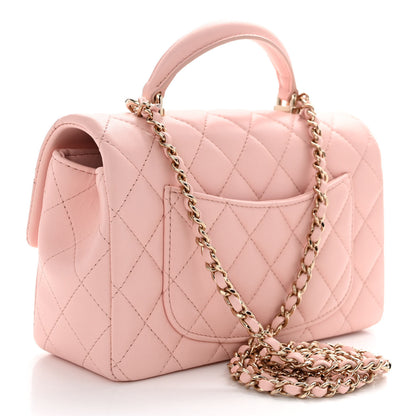 Chanel Lambskin Quilted Mini Top Handle Rectangular Flap Light Pink 3 of 10