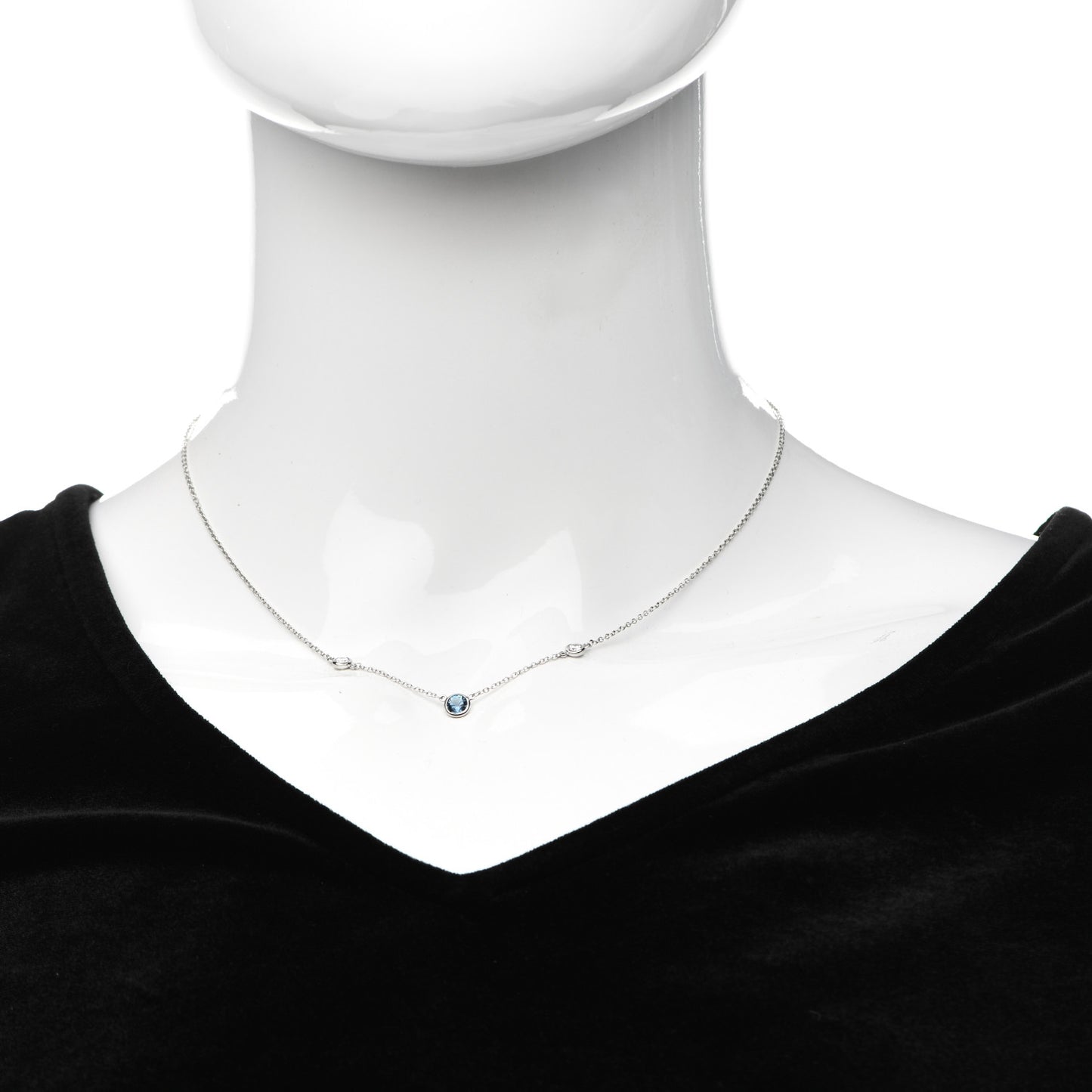 Platinum Diamond Aquamarine Color by the Yard Necklace
