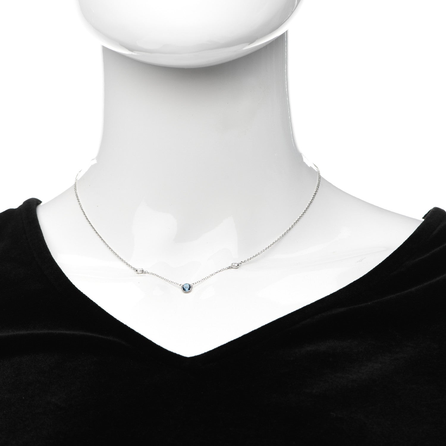 Tiffany Platinum Diamond Aquamarine Color by the Yard Necklace 2 of 7