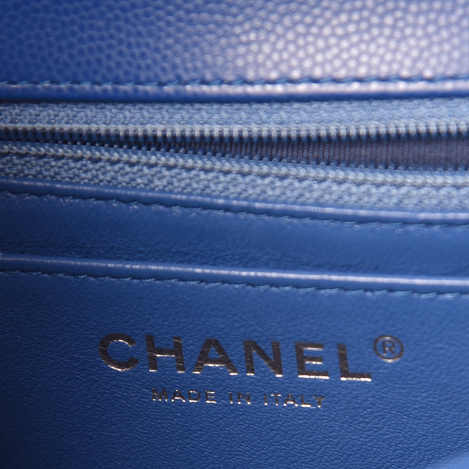Chanel Caviar Chevron Quilted Mini Square Flap Blue 6 of 10