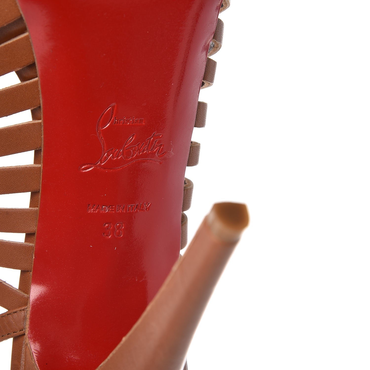 Christian Louboutin Calfskin Slingback Platform Pumps 38 Brown 6 of 8
