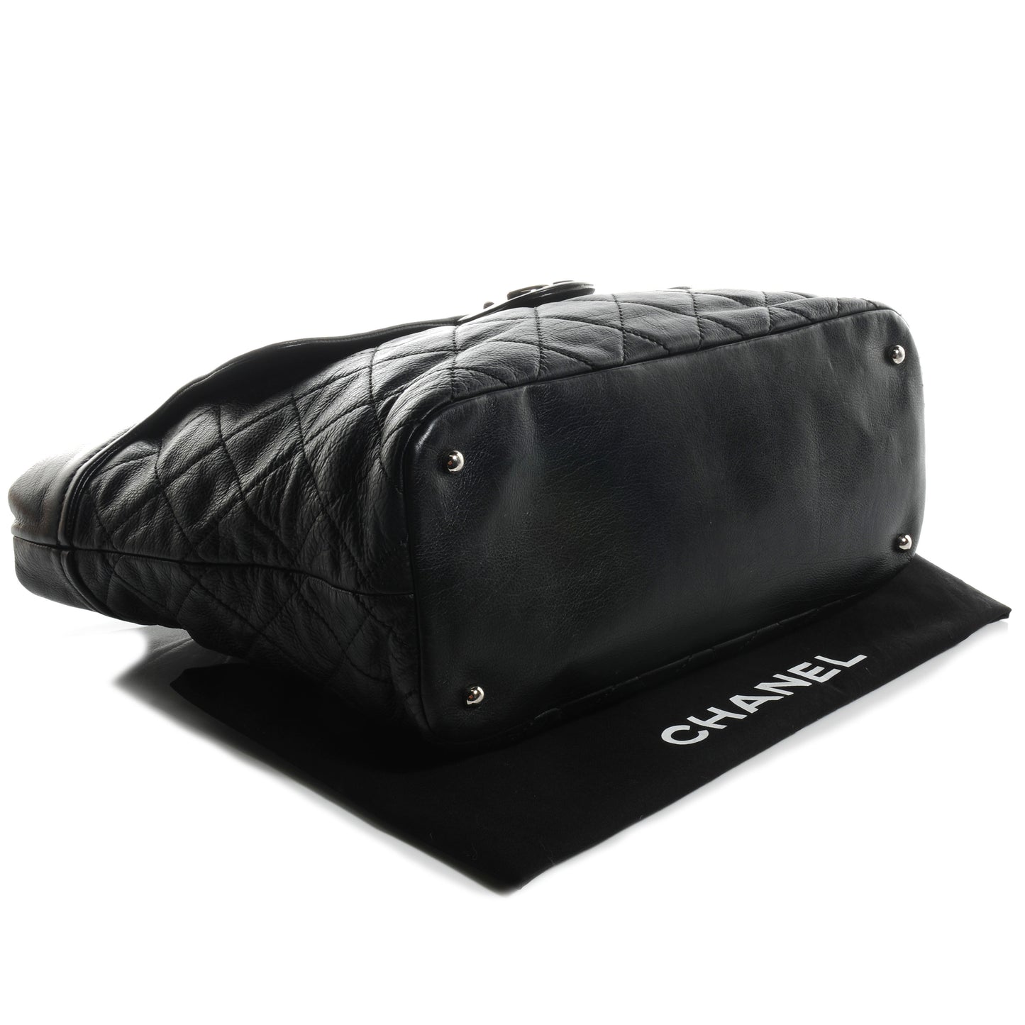 Calfskin Large Front Flap Tote Black
