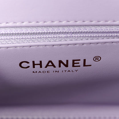 Chanel Shiny Aged Calfskin Quilted Nano Kelly Shopper Lilac 6 of 10