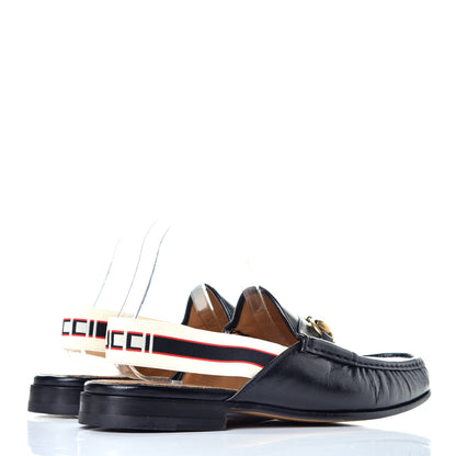 Gucci Goatskin Stripe Mens Horsebit Slingback Slippers 10 Black 4 of 10
