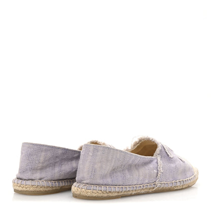 Chanel Toile CC Cap Toe Espadrilles 38 Ecru Purple 5 of 9