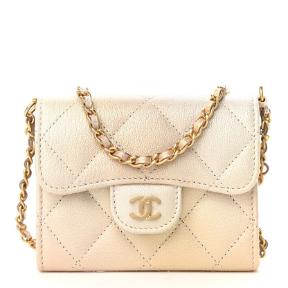 Chanel Metallic Goatskin Quilted Ombre Classic Clutch With Chain Beige 1 of 11