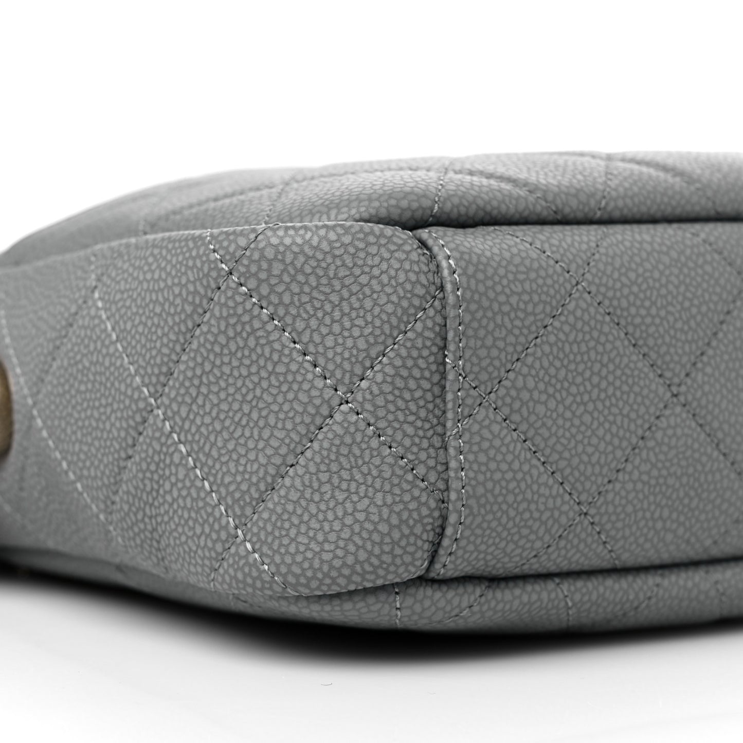 Iridescent Caviar Flat Quilted Small Coco Tassel Camera Case Grey