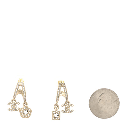 Chanel Crystal CC Camellia Perfume Bottle Double Hoop Earrings Gold 2 of 6