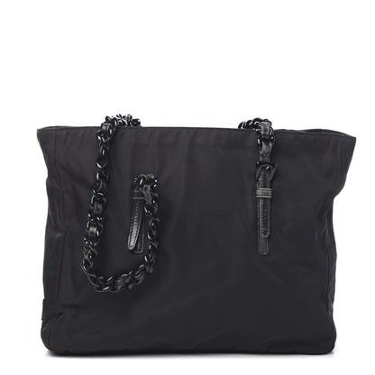 Prada Tessuto Nylon Calfskin Chain Tote Black 1 of 10