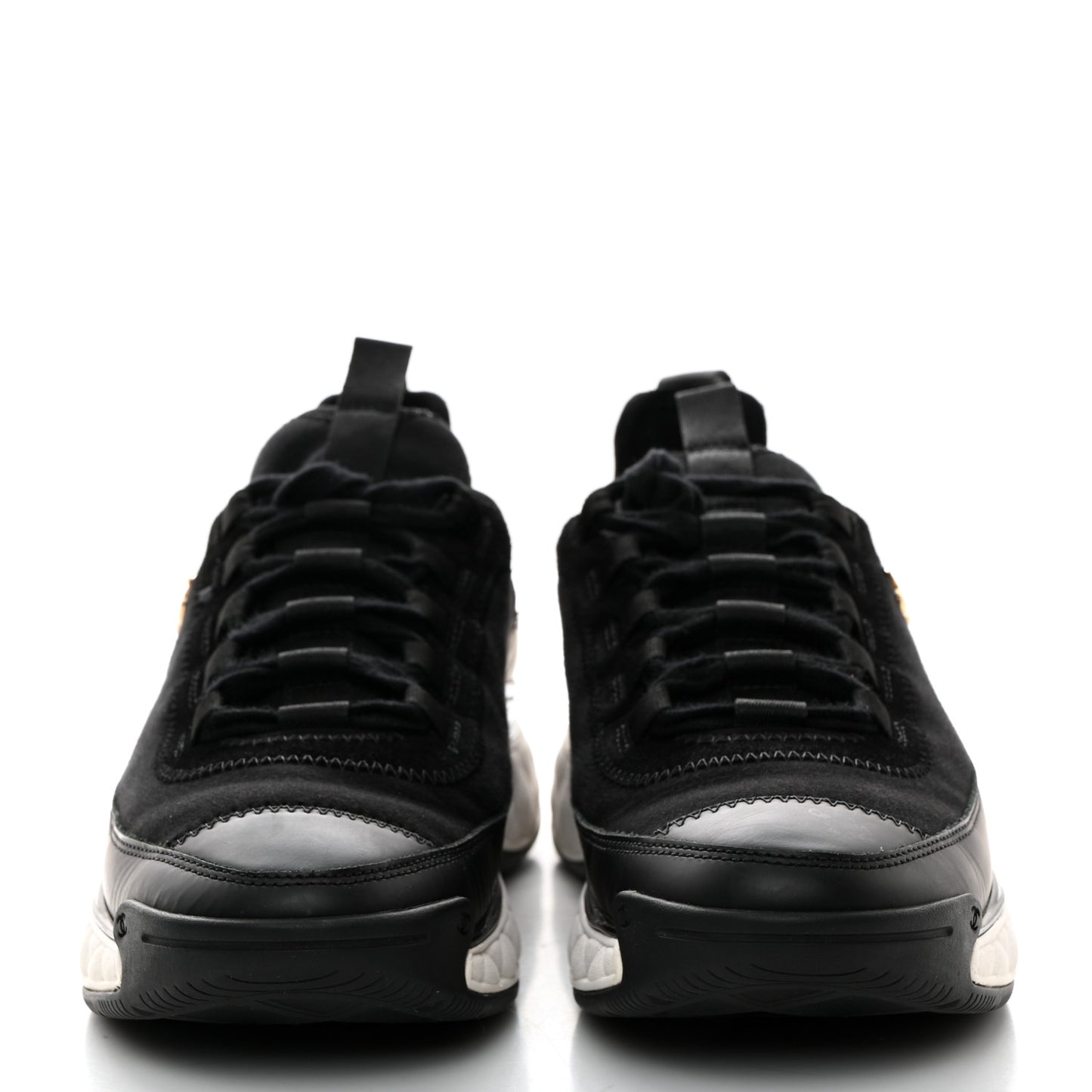 Velvet Calfskin Mixed Fibers CC Sneakers 38.5 Black