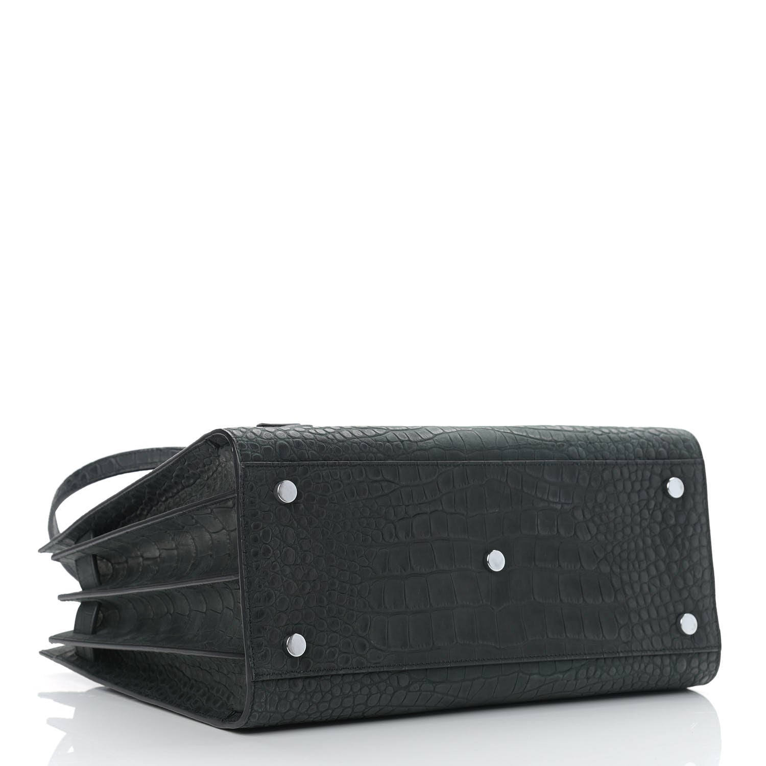 Saint Laurent Calfskin Crocodile Embossed Small Sac de Jour Black 3 of 11