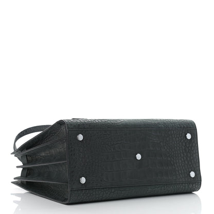 Saint Laurent Calfskin Crocodile Embossed Small Sac de Jour Black 3 of 11