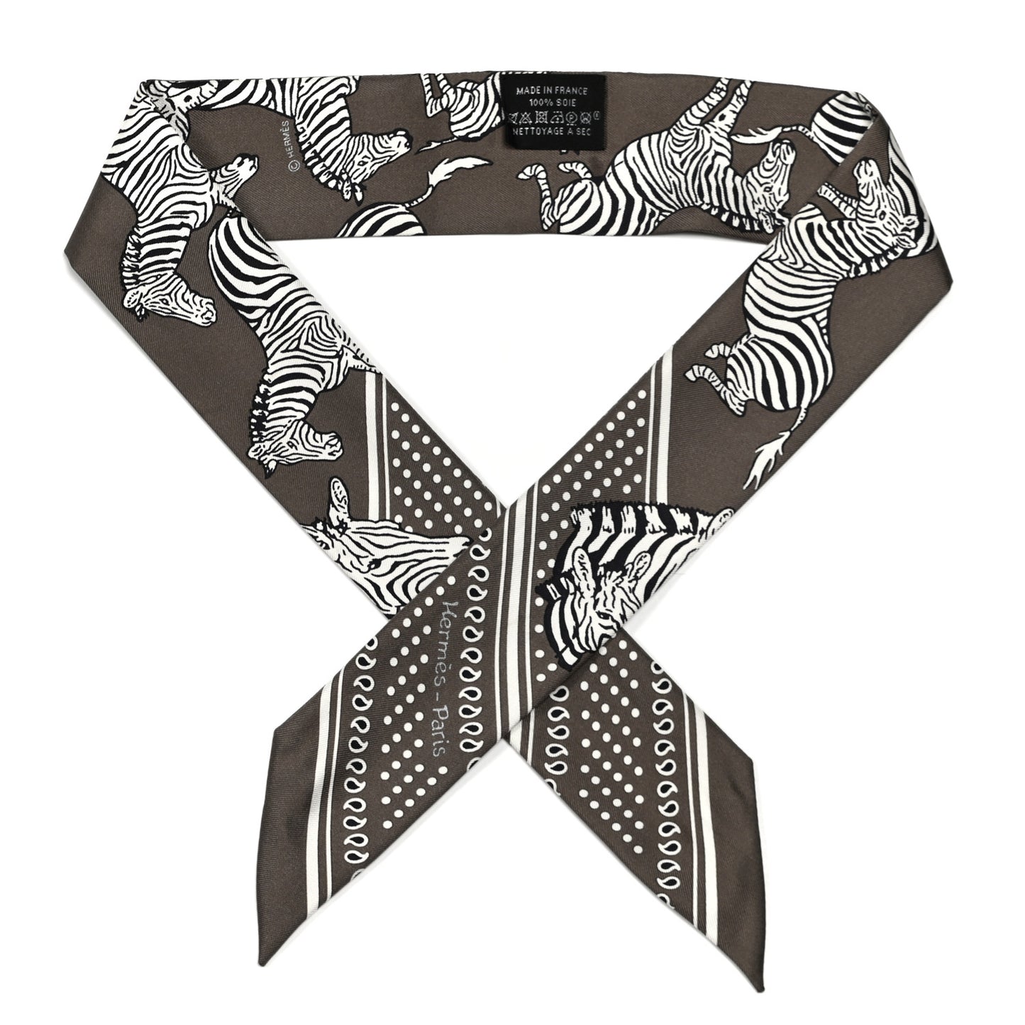 Silk Les Zebres Twilly Gris Taupe Black White