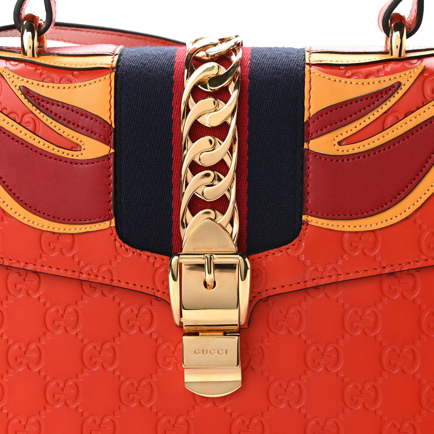 Guccissima Signature Medium Sylvie Top Handle Bag Orange