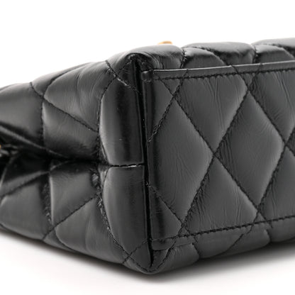 Chanel Shiny Aged Calfskin Quilted Nano Kelly Shopper Black 10 of 10