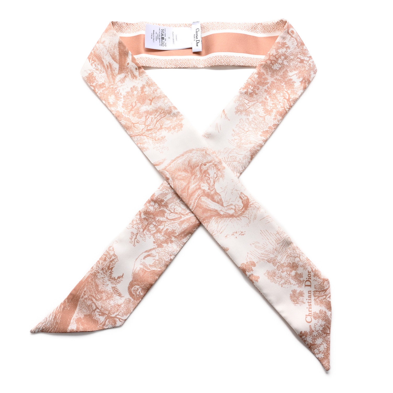 Christian Dior Silk Toile De Jouy Mitzah Scarf Pink 1 of 4